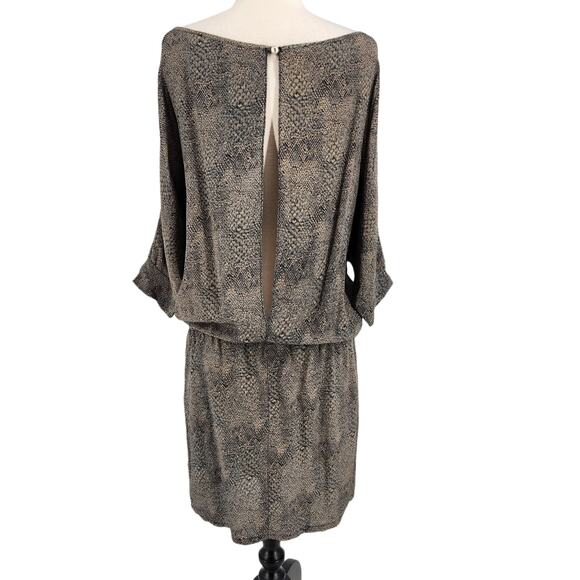 Karina Grimaldi Snake Print Deep V Open Back Silk Dress - Picture 7 of 9